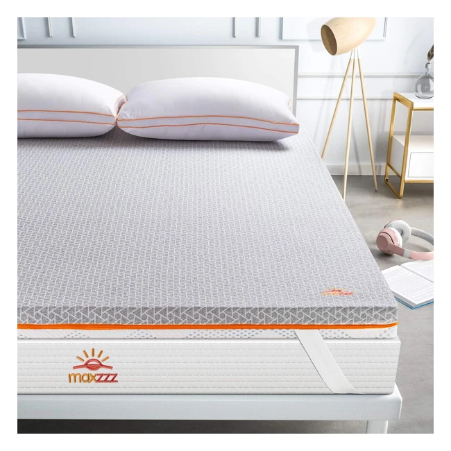 Maxzzz Topper Colchón Viscoelástico 150x190x75cm con Funda Hipoalergénica Infusión Carbón de Bambú Diseño Ventilado Anticaros y Transpirable Gris