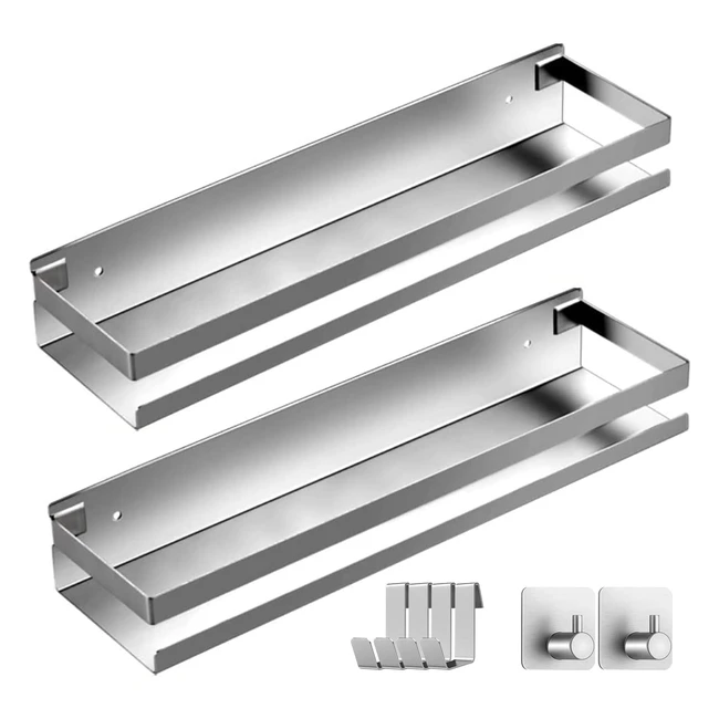 Estantería de Baño Kallrra 30cm Acero Inoxidable 2 Piezas Sin Taladro
