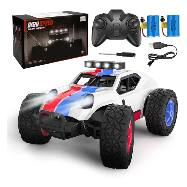Kizeefun Fuoristrada Telecomandato 24 GHz 120 20 km/h Giocattolo Elettrico Auto Radiocomandata con 2 Batterie