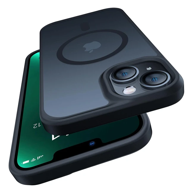Torras iPhone 13 Mini Hülle mit Magsafe, GuardianMag Serie, Militärschutz, Stofest, Magnetisch, Matt, Schwarz
