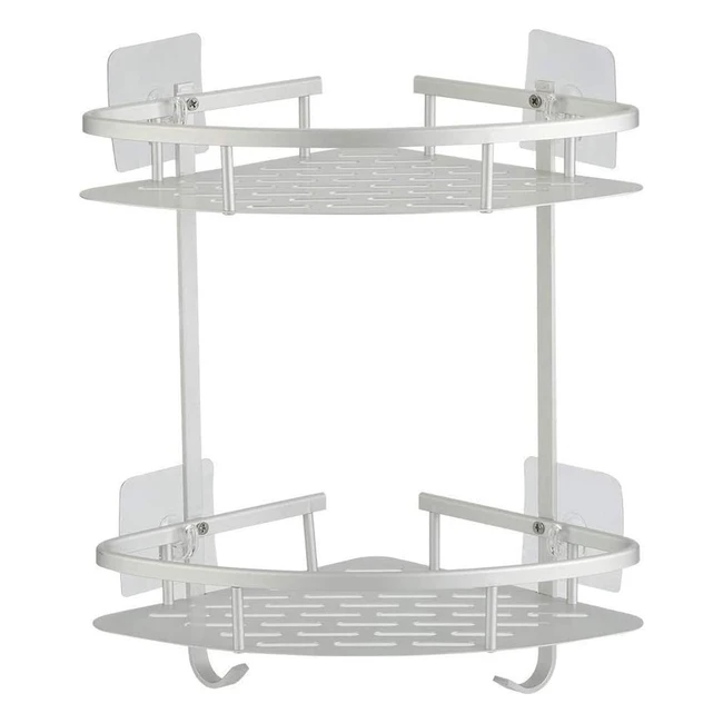 Hawsam Mensola Angolo Bagno 2 Gradino Antiruggine - Senza Foratura - Stoccaggio Portaoggetti Doccia Shampoo