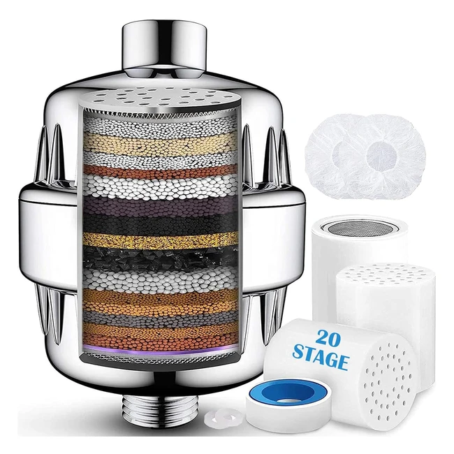 Filtro Doccia Veoryfly 20 Stadi con 3 Cartucce - Rimuove Calcio, Cloro e Metalli Pesanti