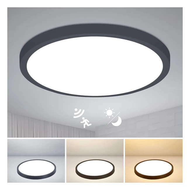 Plafonnier LED avec détecteur de mouvement radar 28W 2800lm - Noir 3000K/4000K/6000K