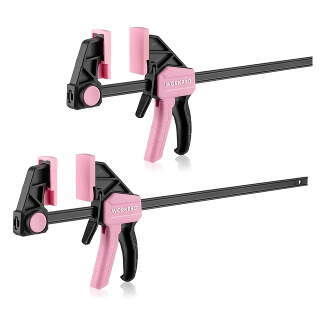 Sargento de Barra Workpro 2 Piezas 300mm - Fuerza de Sujeción 68kg - Abrazadera Rosa