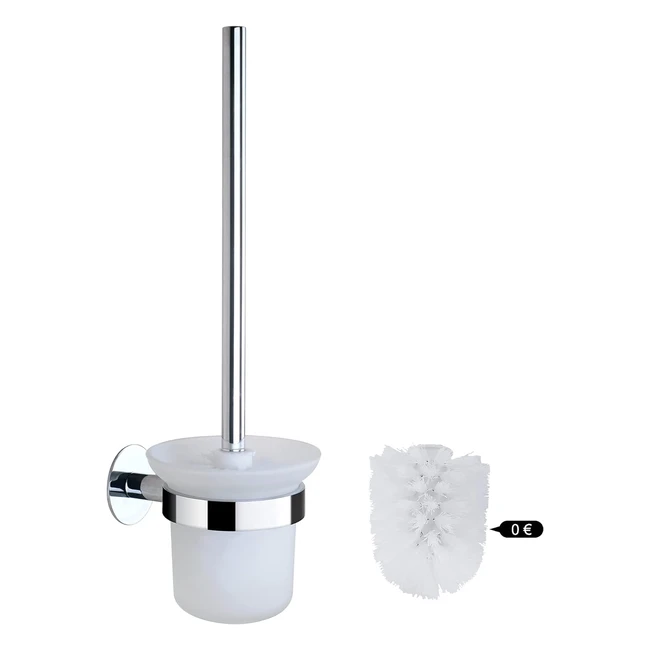 Dufu Spazzola WC Bagno con Manico in Acciaio Inossidabile e Ciotola in Vetro Temperato - Set di Scopini per Bagno - Argento