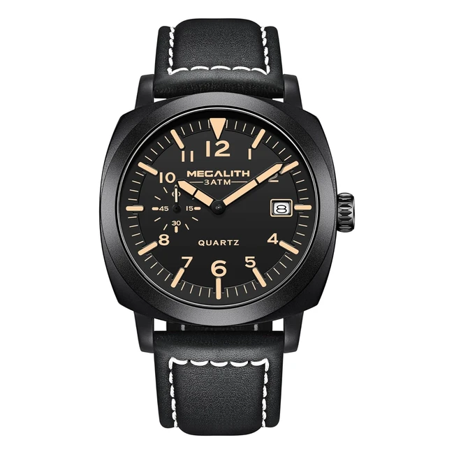 Megalith Orologio Uomo Militare Analogico Calendario Nero Impermeabile