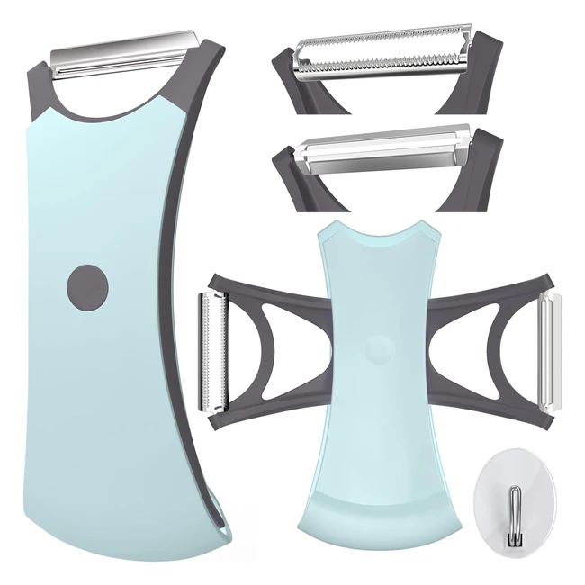 Pelador de Verdura y Patatas 3 en 1 - Corte Bidireccional - Mango Ergonómico - Azul