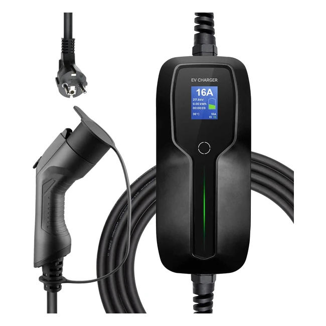 Cargador EV Portátil Tipo 1 Morec 10-16A Schuko 2 Pin - Cable 6m