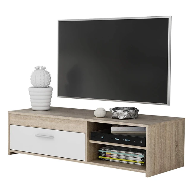 TV-Schrank Forte Paco mit 1 Schublade Holzverbundwerkstoff Sonomeiche weiß 32 x 120 x 42 cm
