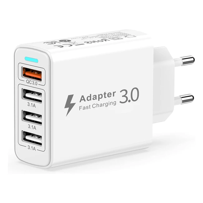 Chargeur USB Multiple 4 Port Prise USB 33W QC30 Chargeur Rapide iPhone Samsung Xiaomi