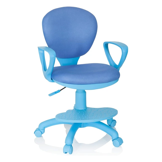 Silla Escritorio Niños HJH Office 670978 Azul Giratoria Apoyabrazos Reposapiés