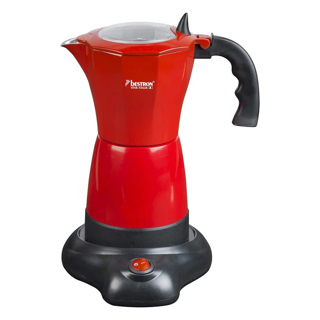 Cafetera Bestron Viva Italia 6 Tazas 180ml 480W - Expreso Aluminio Rojo