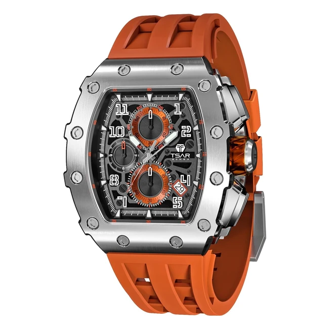 Orologio Uomo Tsar Bomba Tonneau Design Impermeabile 50m - 316 Acciaio - Cronografo Militare