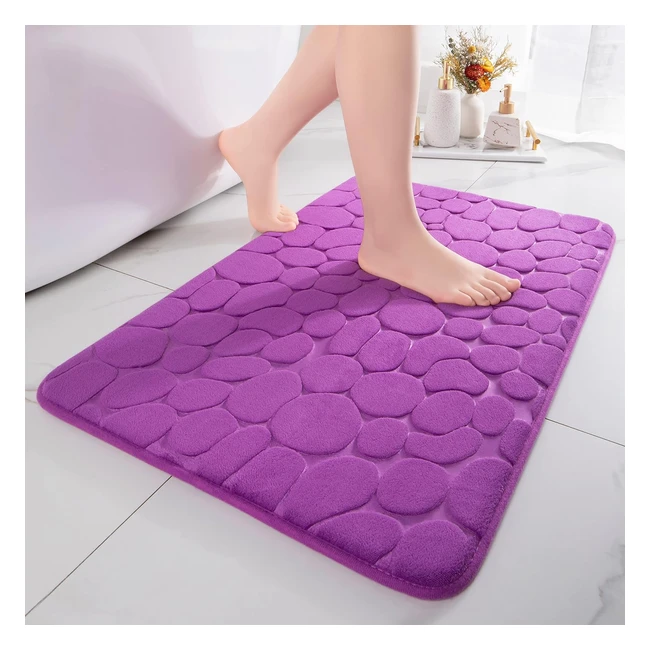 Tapis de bain Chakme en mousse à mémoire de forme - Absorbant - Décoratif - Antidérapant - 43 x 61 cm - Violet