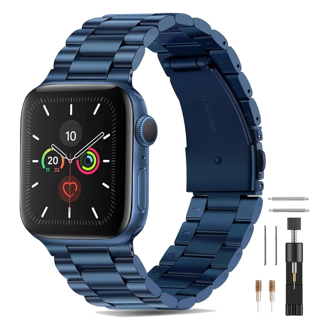 Correa Apple Watch Bolyel 49mm 45mm 44mm 42mm Metal Acero Inoxidable Azul