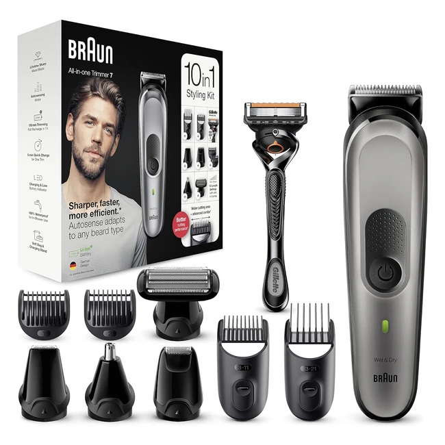 Braun MGK7320 Multigroomingkit 10in1 Barttrimmer und Haarschneider für Herren - Schwarz/Silber