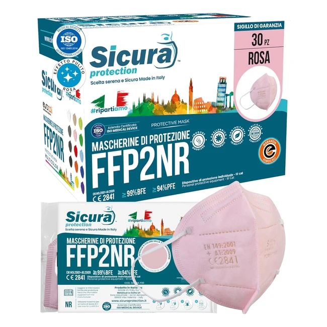 Mascherine FFP2 Rosa Certificato CE Sicura BFE 99 - Made in Italy