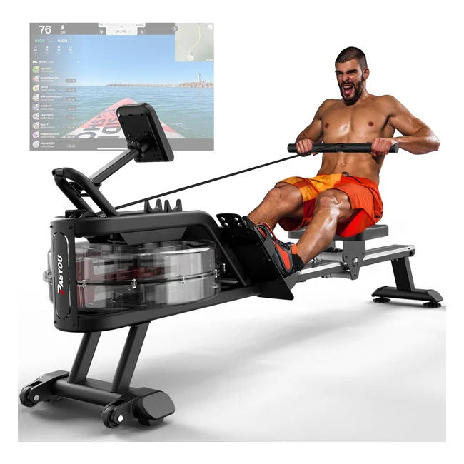 Rameur à eau Pasyou - 6 niveaux de résistance - Capacité de poids 160kg - Moniteur LCD - Support iPad - Cardio