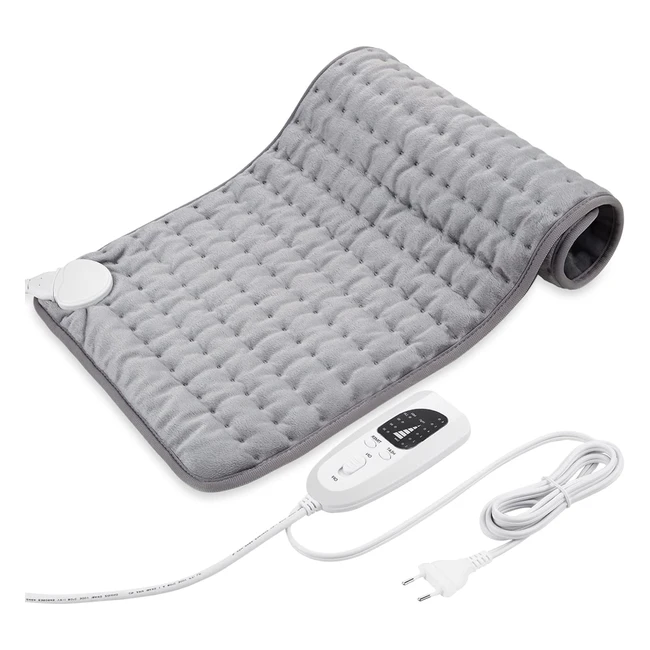 Heizkissen Wärmekissen für trockene und feuchte Wärme - Silber Grau 30 x 60 cm - Entspannung für Rücken, Nacken, Schulter, Bauch - Flanell-Oberfläche