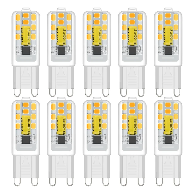 Zeiyei G9 LED Bulbs 3W Warm White 3000K 300lm Equivalent to 30W Halogen No Flicker Not Dimmable - 10 Pack