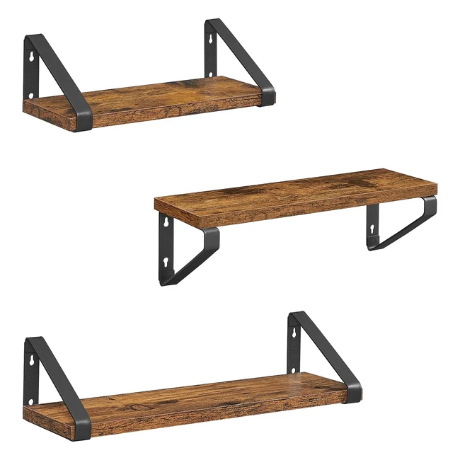 VASAGLE Wandregal Rustikales Braun/Schwarz 3 Stk. 2 Montagemöglichkeiten Wohnzimmer Küche Büro Badezimmer LWS33BX