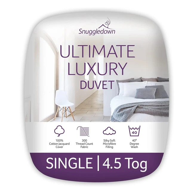Snuggledown Ultimate Luxury Hotel Single Duvet 45 Tog Premium Lightweight Cool Summer Quilt - Hypoallergenic & Machine Washable
