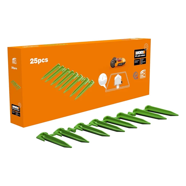 WORX WA0665 Pegs für Landroid Mähroboter 25-teiliges Set umweltfreundlich biologisch abbaubar
