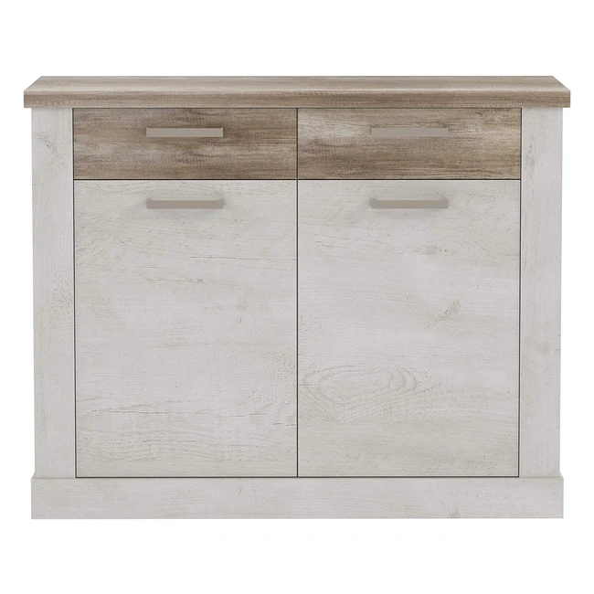 Duro Schuhschrank mit 2 Türen und 2 Schubladen, Holzwerkstoff, Pnie Weiß Antikeiche 1201 x 964 x 35 cm