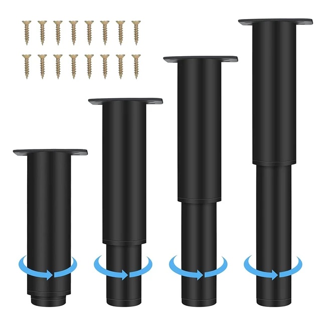 Pieds de meuble acier inoxydable réglables 18-33 cm - Capacité 300 kg