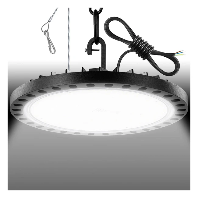 Viugreum 300W LED UFO High Bay Light 6500K Daylight White 30000lm Workshop Lighting IP65 Waterproof Ultra Thin Commercia Shop Industrial Lamp