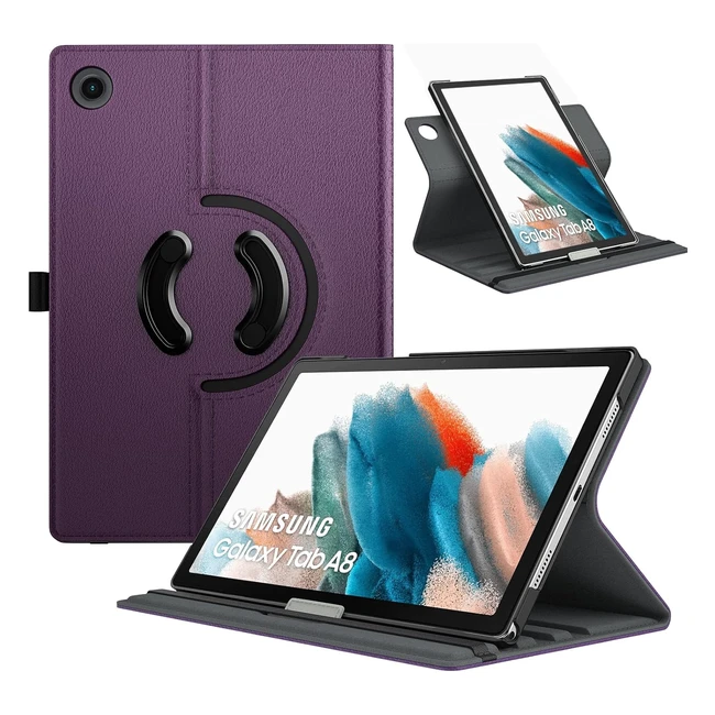 Custodia Protettiva Samsung Galaxy Tab A8 10.5 SMX200 SMX205 - Rotazione 90° - Auto Sveglia e Sonno - Viola