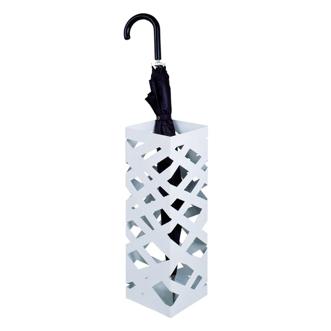 Portaombrelli Haku in Metallo Bianco L 16 x P 16 x A 48 cm - Design Moderno
