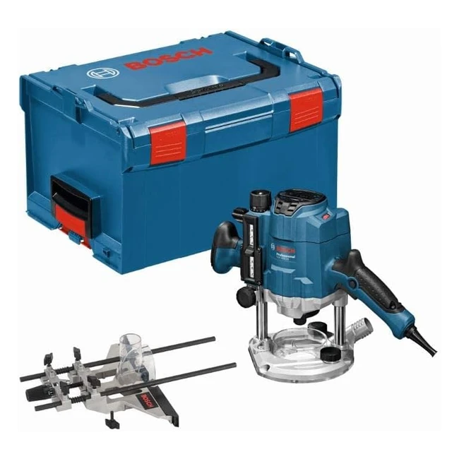 Bosch Professional Défonceuse GOF 1250 CE - Plaque 19 mm - Bute longitudinale - Réglage micrométrique - Adaptateur de bague de copiage - Pince de serrage - L-BOXX 238