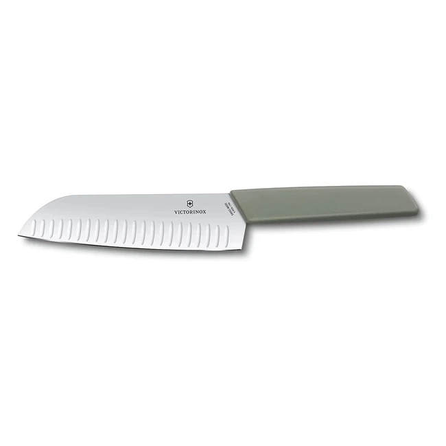 Cuchillo Santoku Victorinox Swiss Modern Verde Oliva - Acero Inoxidable - Filo Alveolado
