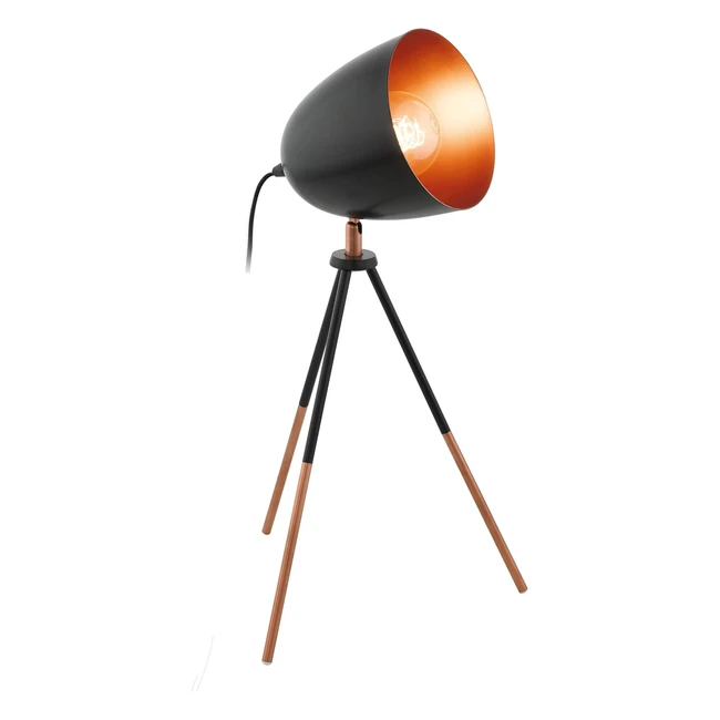 Lámpara de Mesa Trípode Chester Vintage 1 Foco Acero Negro Cobre E27