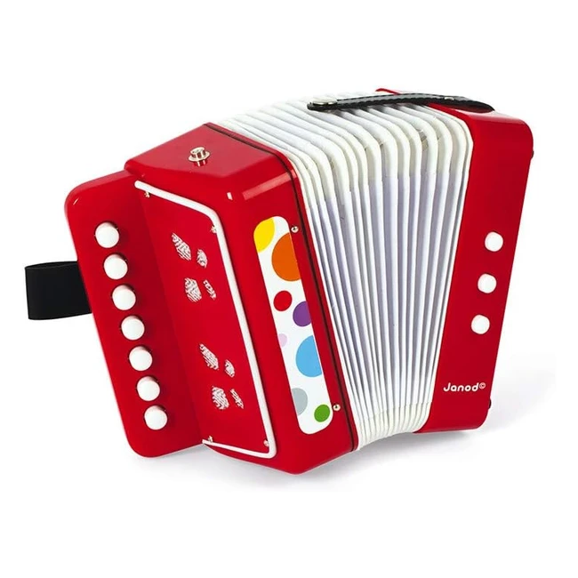 Acordeón Janod Confetti para niños - Juguete musical desde los 3 años - Rojo J07620