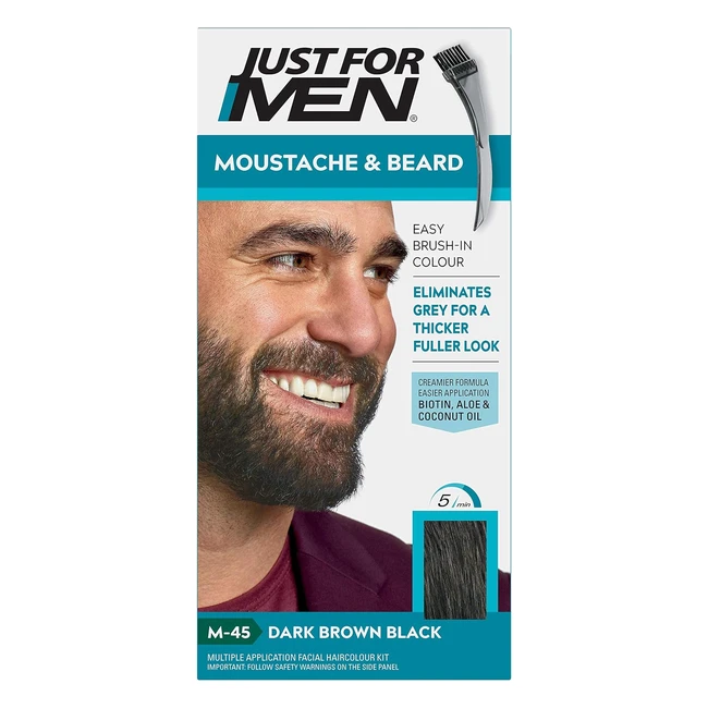 Just For Men M45 Dark Brown Black Beard Dye - Eliminates Grey, Thicker & Fuller Look