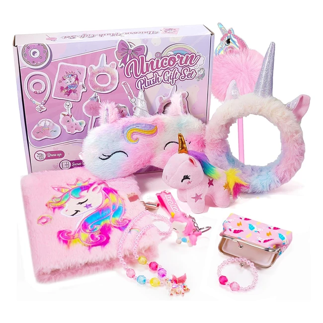Diario segreto unicorno bambina regalo Natale 3-12 anni con penne bracciale collana portamonete portachiavi peluche
