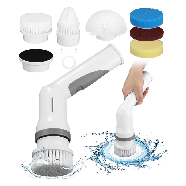 Spazzola Rotante Elettrica per Pulizia Casa 6 Testine 2000mA Ricaricabile