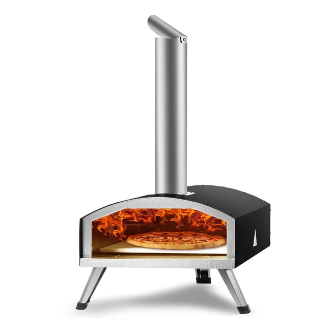 Four à pizza portable VEVOR 305mm bois et charbon de bois extérieur inox acier pierre rapide 540°C