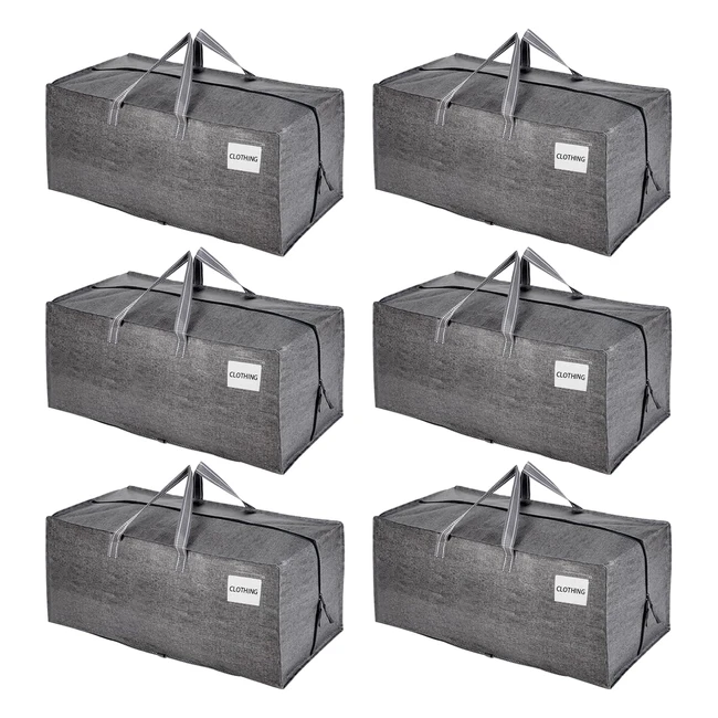 Lot de 6 sacs de déménagement Veno extralarges et résistants - 87L - Gris