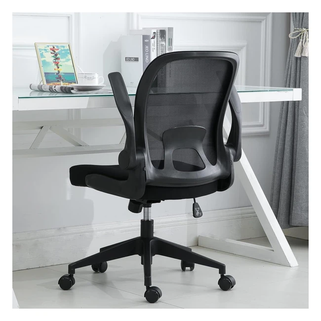 Silla de Oficina Chunyue Modelo CY8002BB - Reposabrazos Abatibles - Montaje Fácil - Malla Transpirable - Cojín Grueso - Rotación 360°