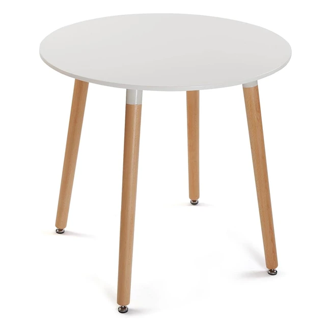 Table ronde Versa Mayra pour jardin balcon terrasse h x l x l 75 x 80 x 80 cm bois pvc métal blanc marron