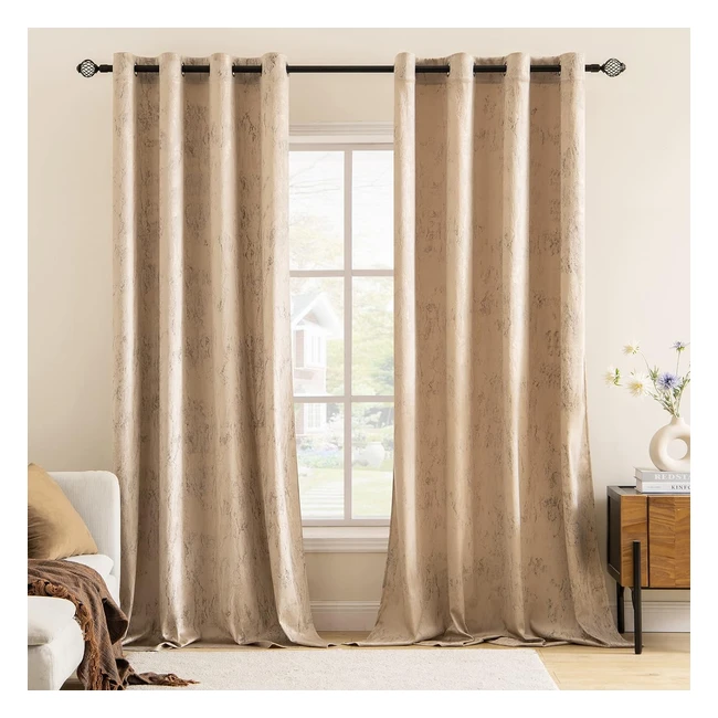 Rideaux Velours Miulee Opaque Thermique Lot de 2 140x245 cm Beige