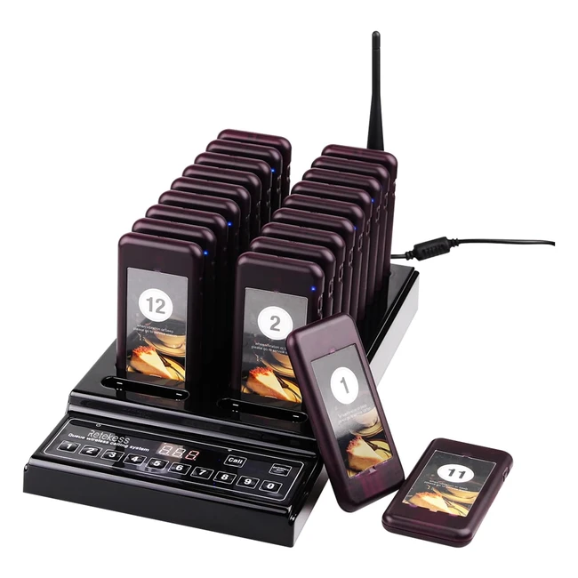 Retekess T112 Bipeur Restaurant Bipper 20 Bip Exterieur 500m 3 Modes d'Appel avec Vibration 36h de Temps de Travail 998 Canaux Bipper Restaurant Camping Hotel Bar