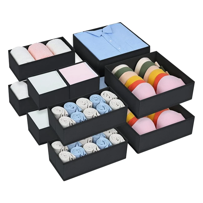 Organizador de Cajones DIMJ Juego de 12 Cajas Almacenaje Negro