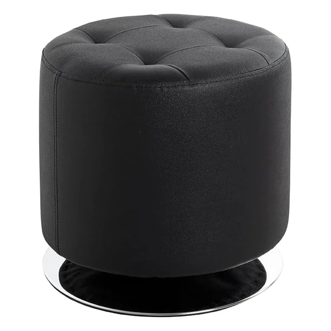 Tabouret Haku en Cuir Artificiel Noir Chromé 40x40cm - Capacité 90kg