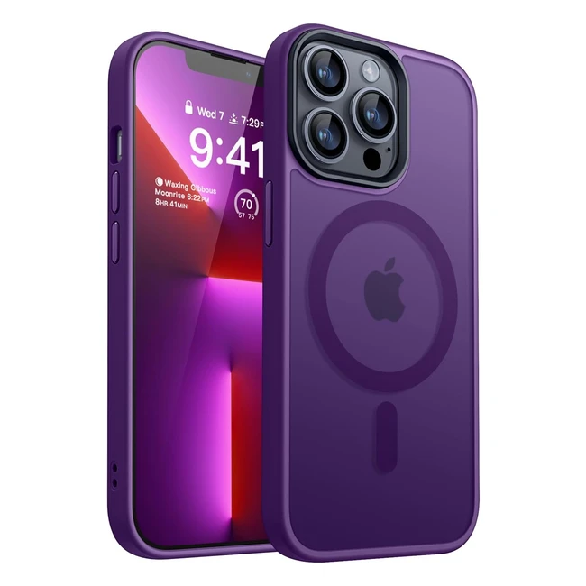 Cover magnetica opaca per iPhone 13 Pro - Protezione antiurto - Viola scuro
