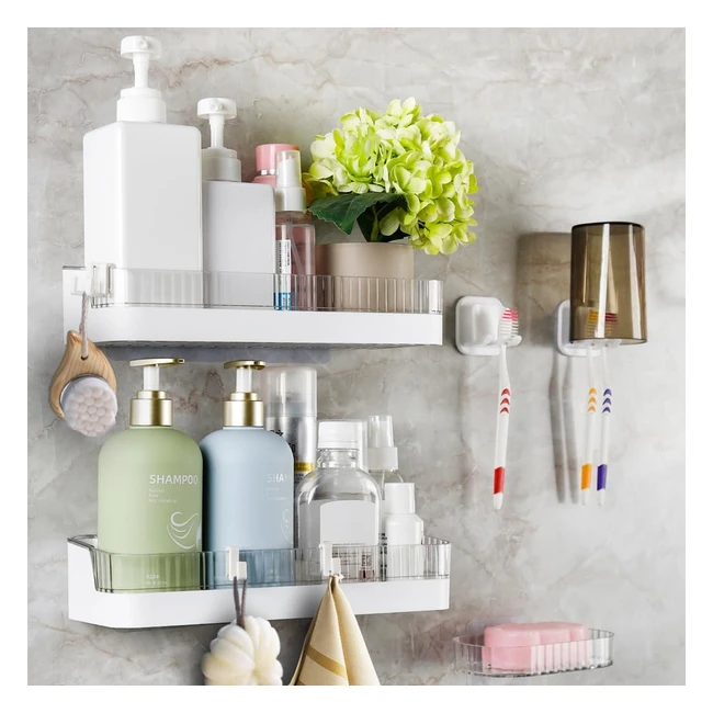 Lot de 5 étagères douche porte brosse dents bote savon panier de douche tagre salle de bain