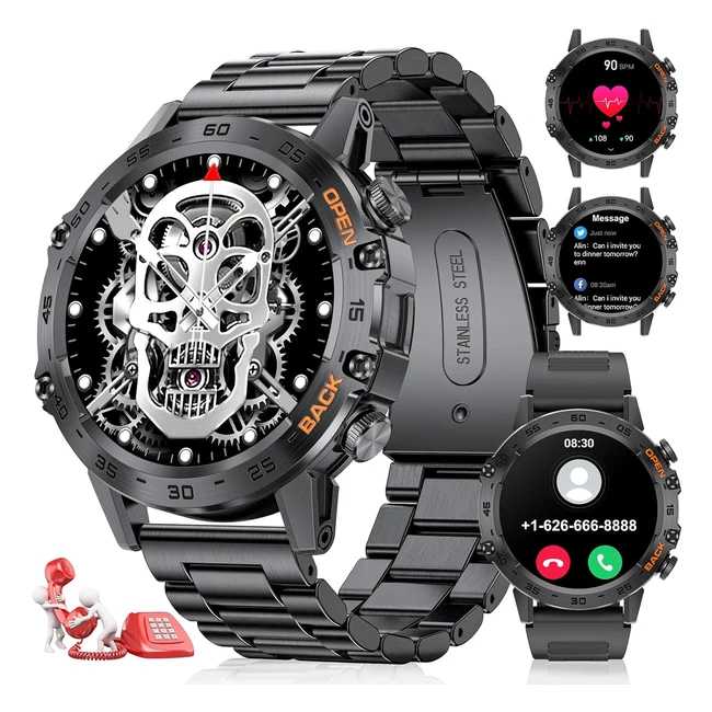 LIGE Reloj Inteligente Hombre 100+ Modos Deportivos Militar Función Teléfono 139 Pulgadas 400mAh IP67 Android iOS